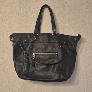 Lauren Ralph Lauren Elegant Black Leather Tote Bag